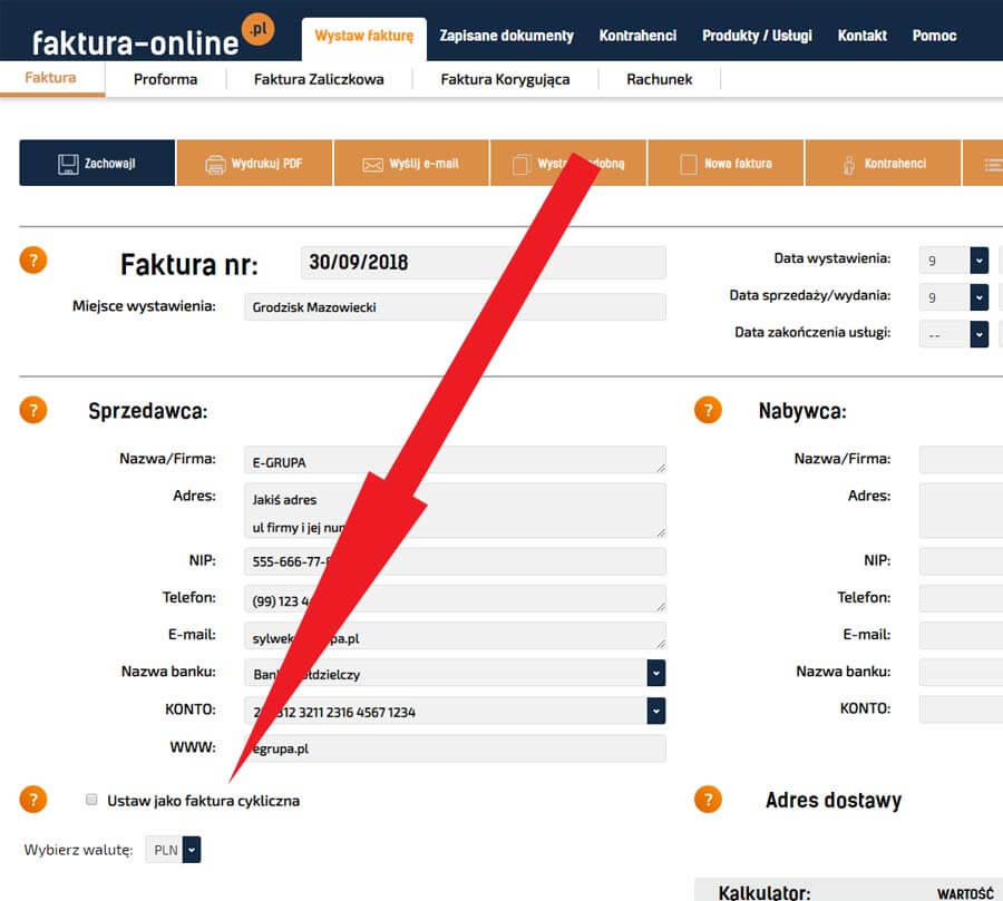 Dokumenty cykliczne w serwisie do faktur online
