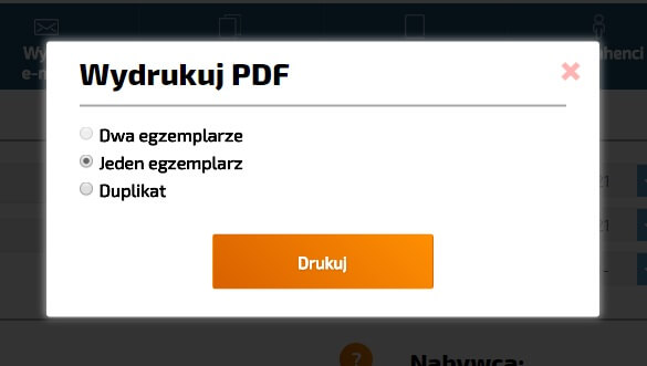Okno drukowania PDF bez logowania