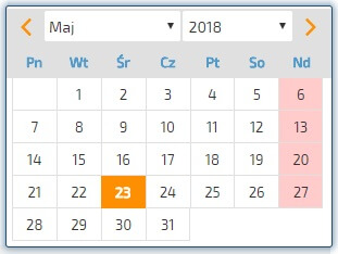 Ustawienie Terminu zapłaty przy użyciu kalendarza