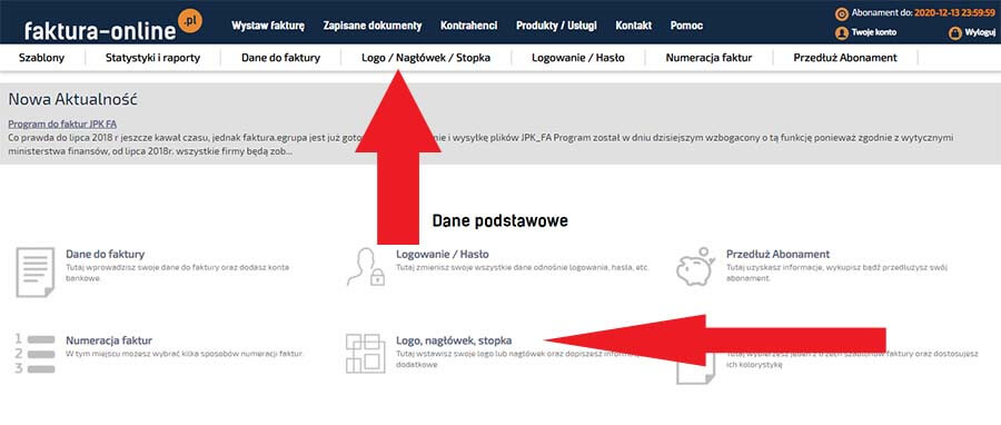 Ustawienie logo na fakturze