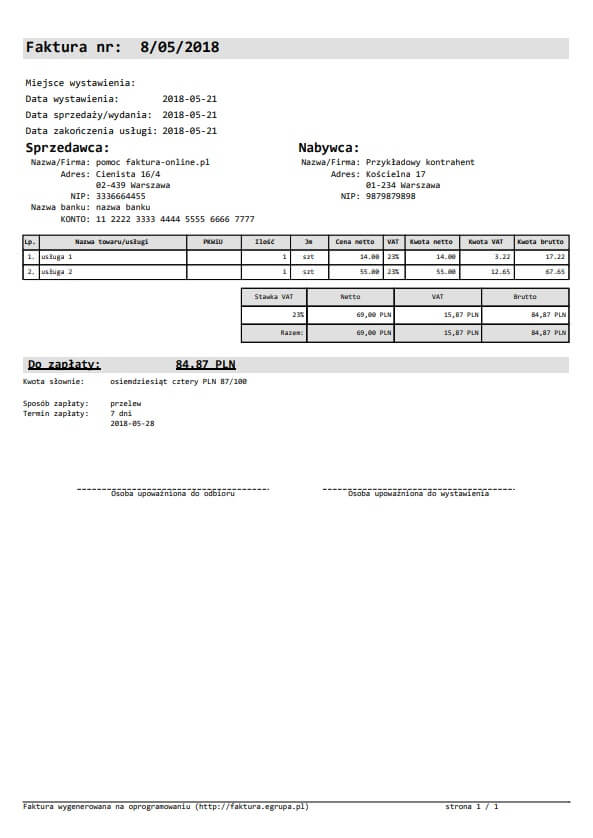 Dokument w PDF - przykład
