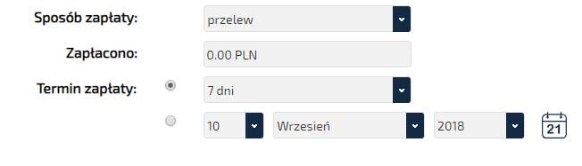 Ustawienie sposobu zapłaty i terminu