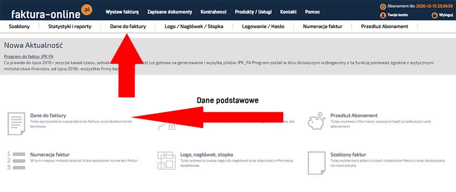 uzupełnianie danych do faktury