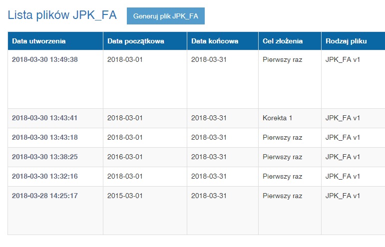 Program do faktur JPK FA