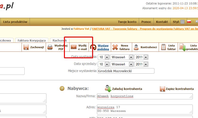 Wysyłanie faktur mailem - nowa funkcja